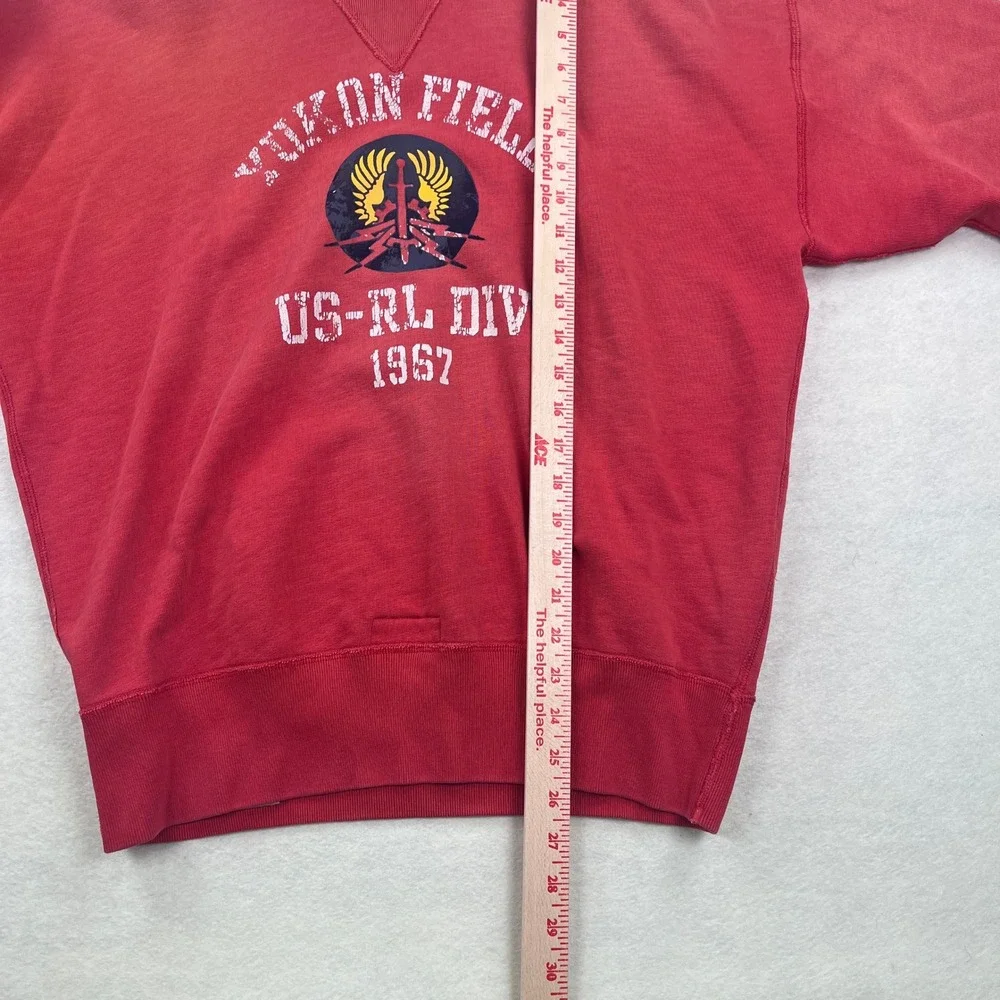 Polo Ralph Lauren Mens Yukon Field US-RL Vintage Fit Double V Sweatshirt Red M - Picture 8 of 9
